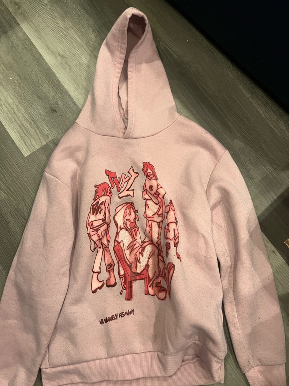 SHEIN Pink Graphic Hooded Sweatshirt with dark pink Illustration